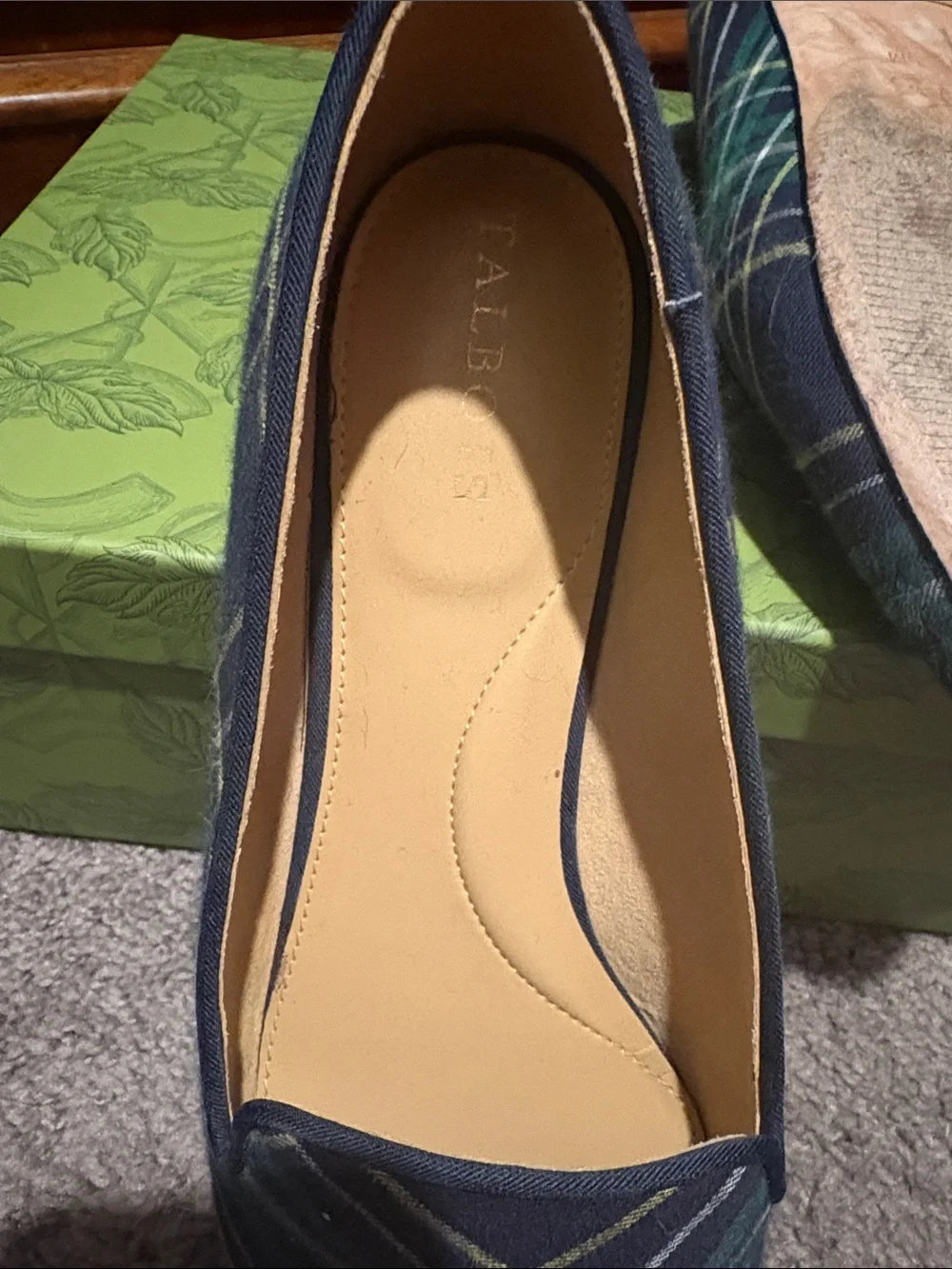 Talbots Green & Navy Plaid Slip-On Loafers